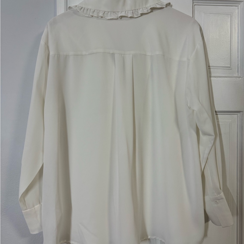 J.ING Ivory Ruffle-Trim Button Down Blouse - Picture 4 of 5